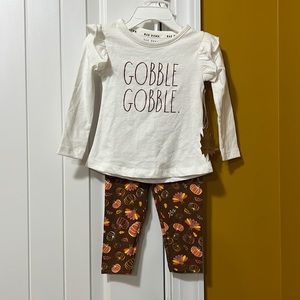 Rae Dunn “gobble gobble” ruffle sleeve top & legging set.
